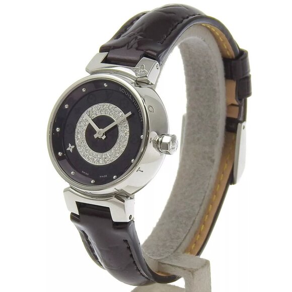 LOUIS VUITTON Tambour Watches Q121U Disk Diamon Amarrant AllamantDial Stai... - Picture 1 of 8